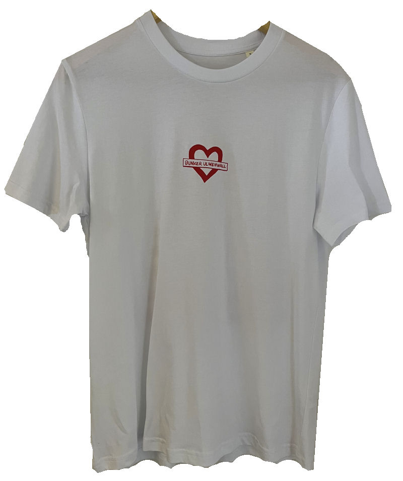T-Shirt mit Bunker Ulmenwall Motiv weiß Vorderseite